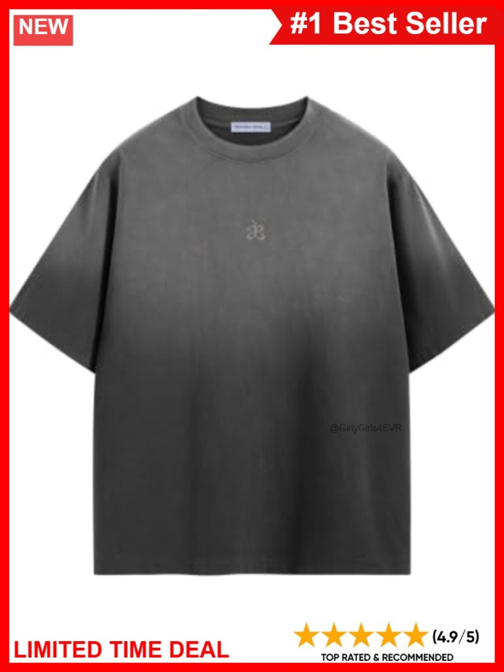 Oversized Heavyweight Cotton Gradient Wash Tee Loose Fit Vintage Streetwear